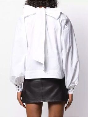 Ganni Poplin Bow Blouse